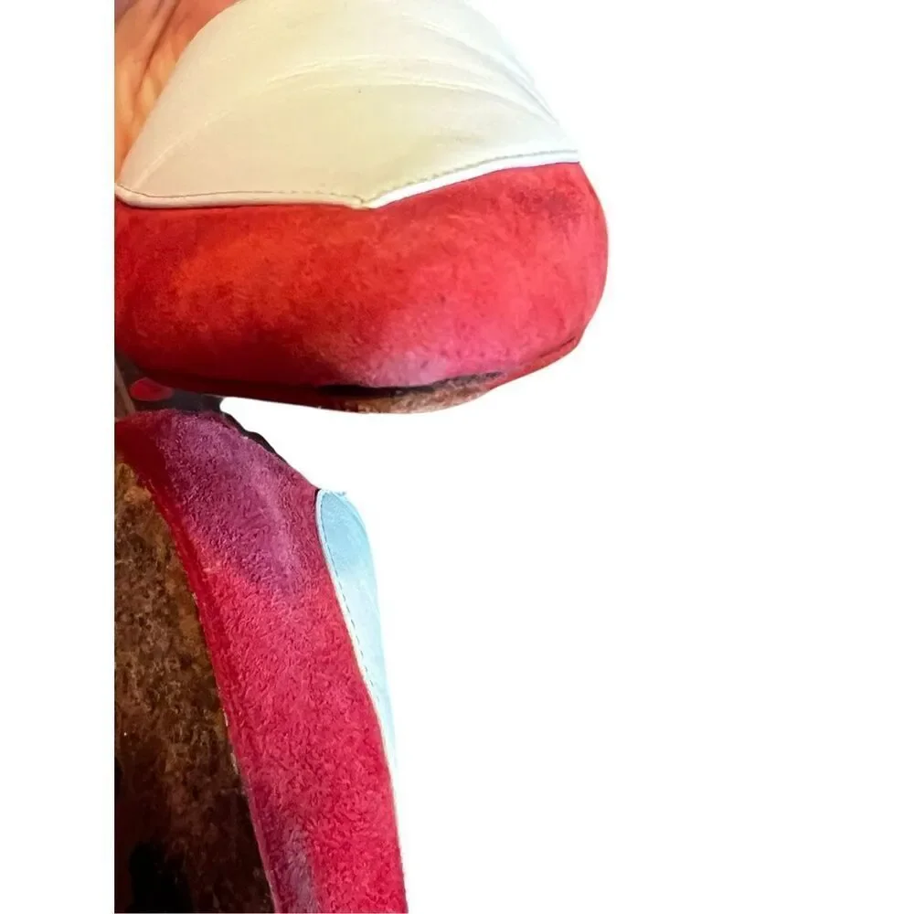 Isa Tapia red white hearts leather pointed toe slip on ballet flats 8.5 loafers